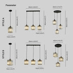 Vina Moderno Cluster Lampadario in Vetro, Nero/Oro