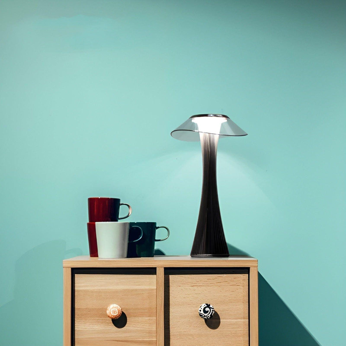 Lampada da Tavolo Gior - Ricaricabile Lampada da Notte in Cristallo Italiano con Smart Touch